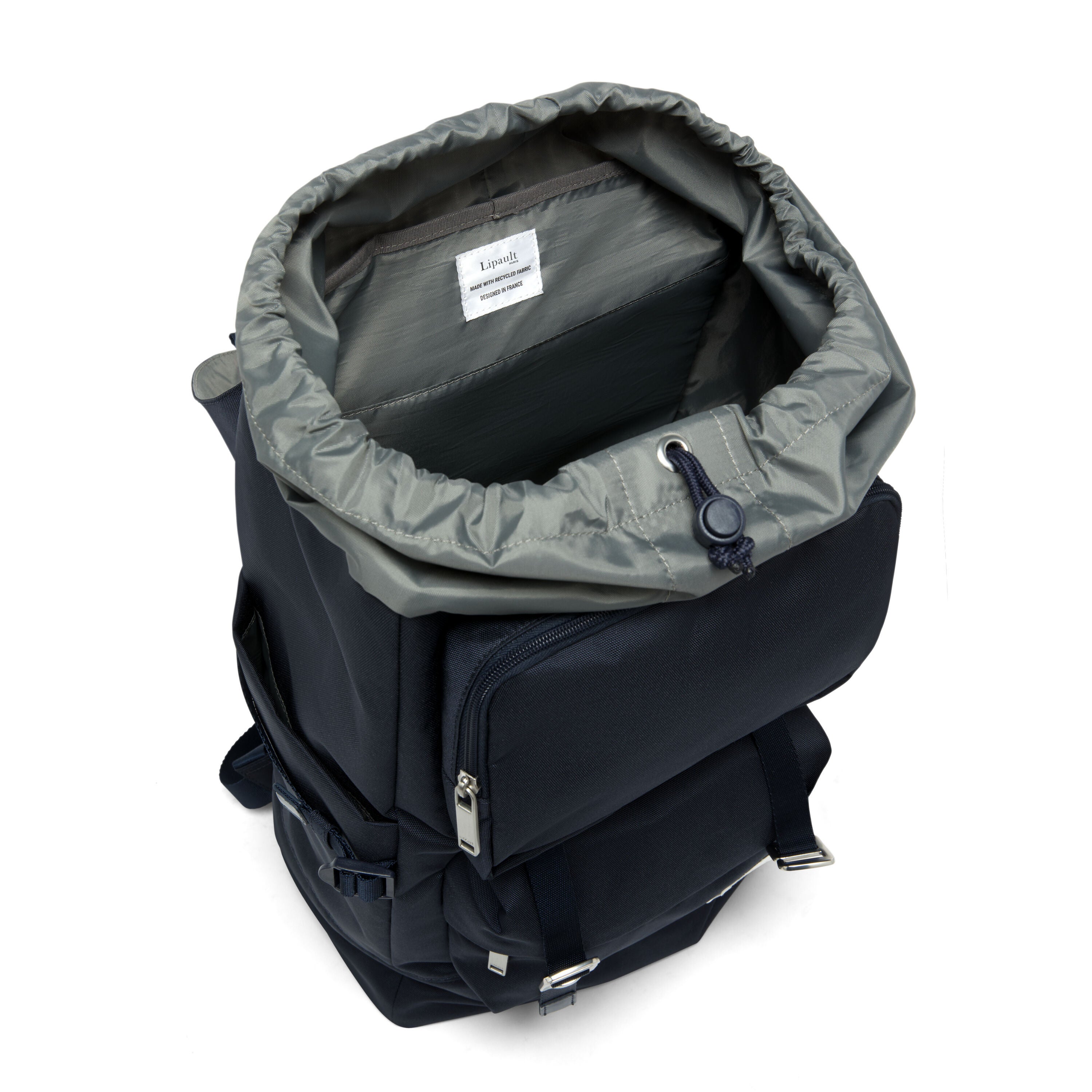 Lipault 4TMRW Weekend Backpack, Carbon Blue Interior Image