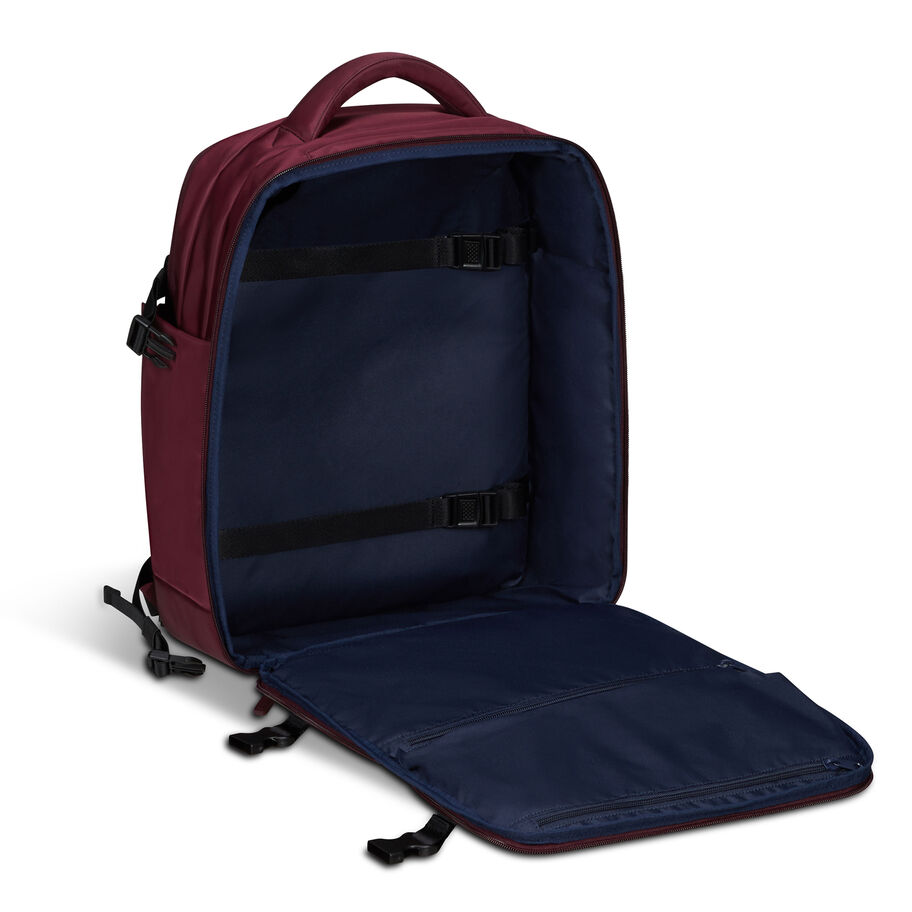 City Plume Travel Backpack in the color Bordeaux. image number 3