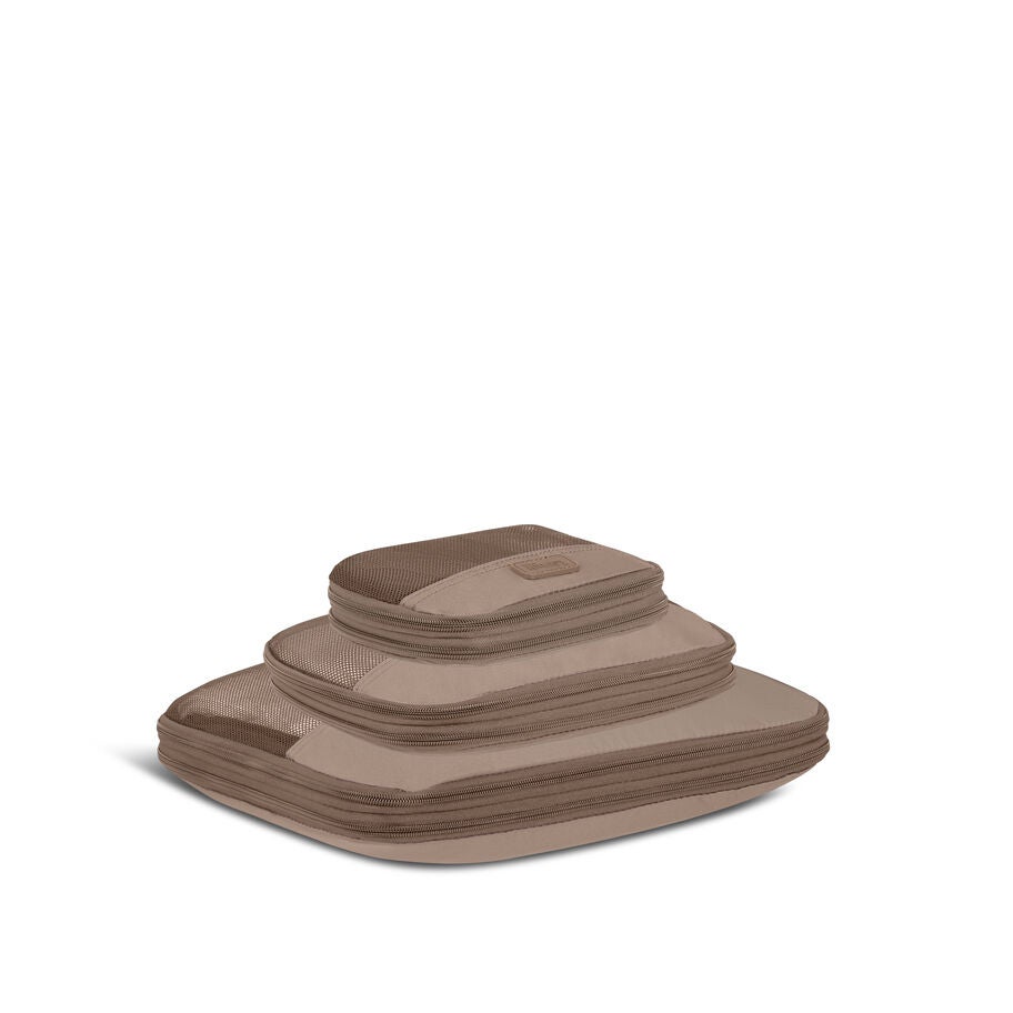 Set of 3 Compression Packing Cubes in the color Taupe. image number 2