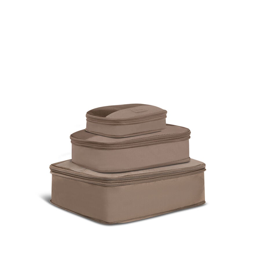 Set of 3 Compression Packing Cubes in the color Taupe. image number 3