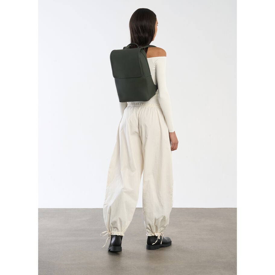Lost In Berlin Square Backpack in the color NEW | Dark Moss. image number 1