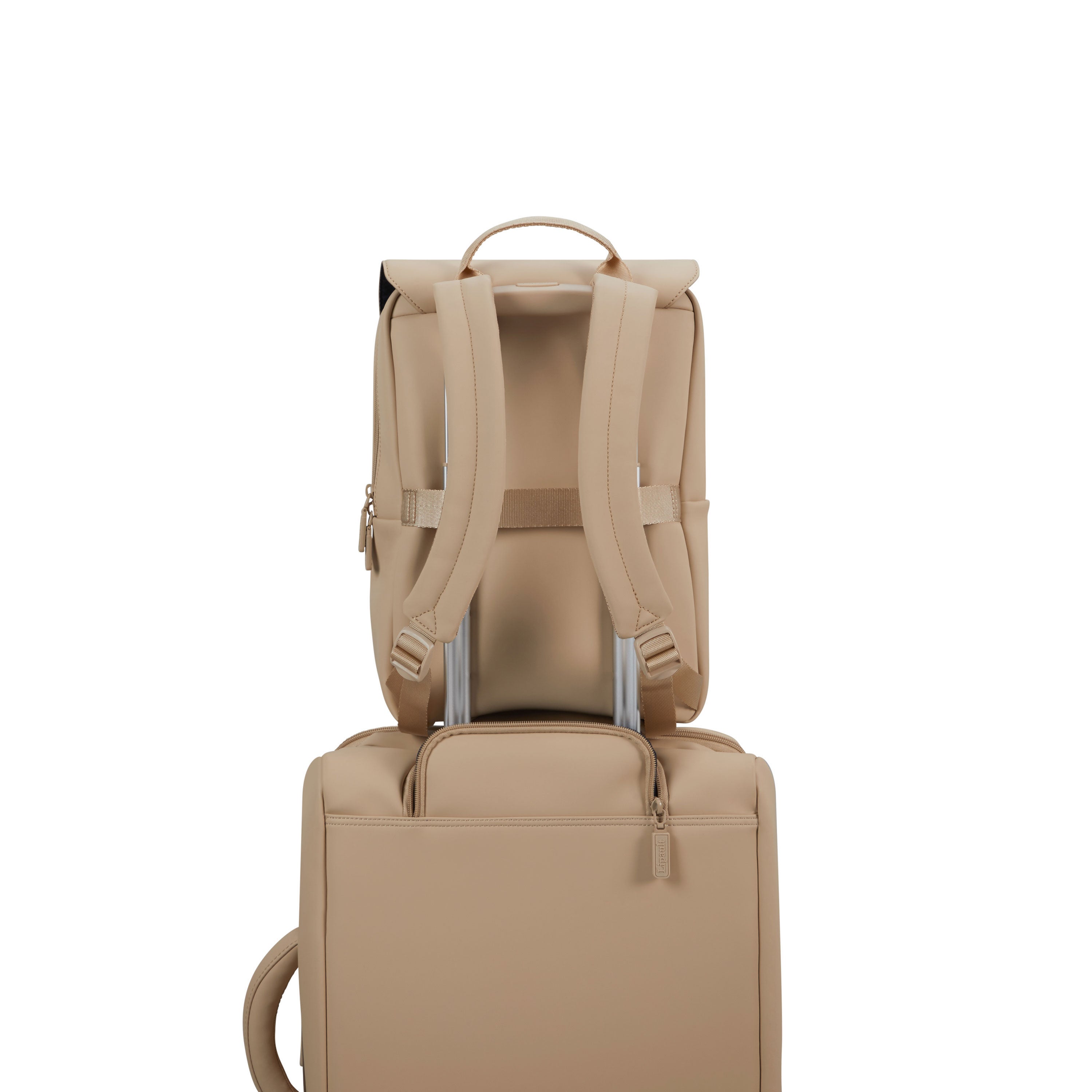 Lost In Berlin Square Backpack in the color Iced Latte. image number 5